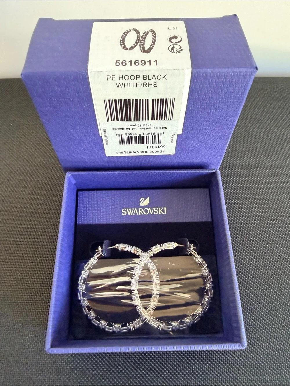 Swarovski Millenia Silver Hoop Earrings with Clear Crystal Accents